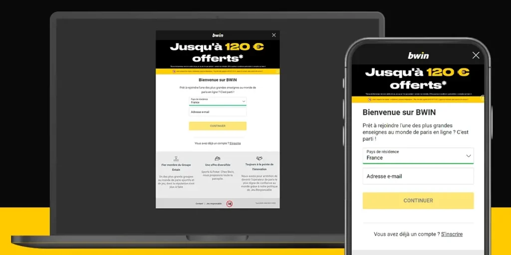 Inscription à l'application mobile de Bwin